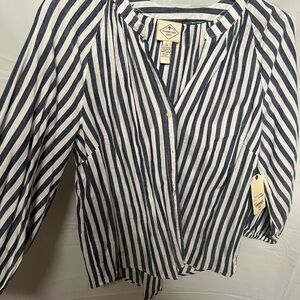 St. John's Bay Navy and White Striped Blouse